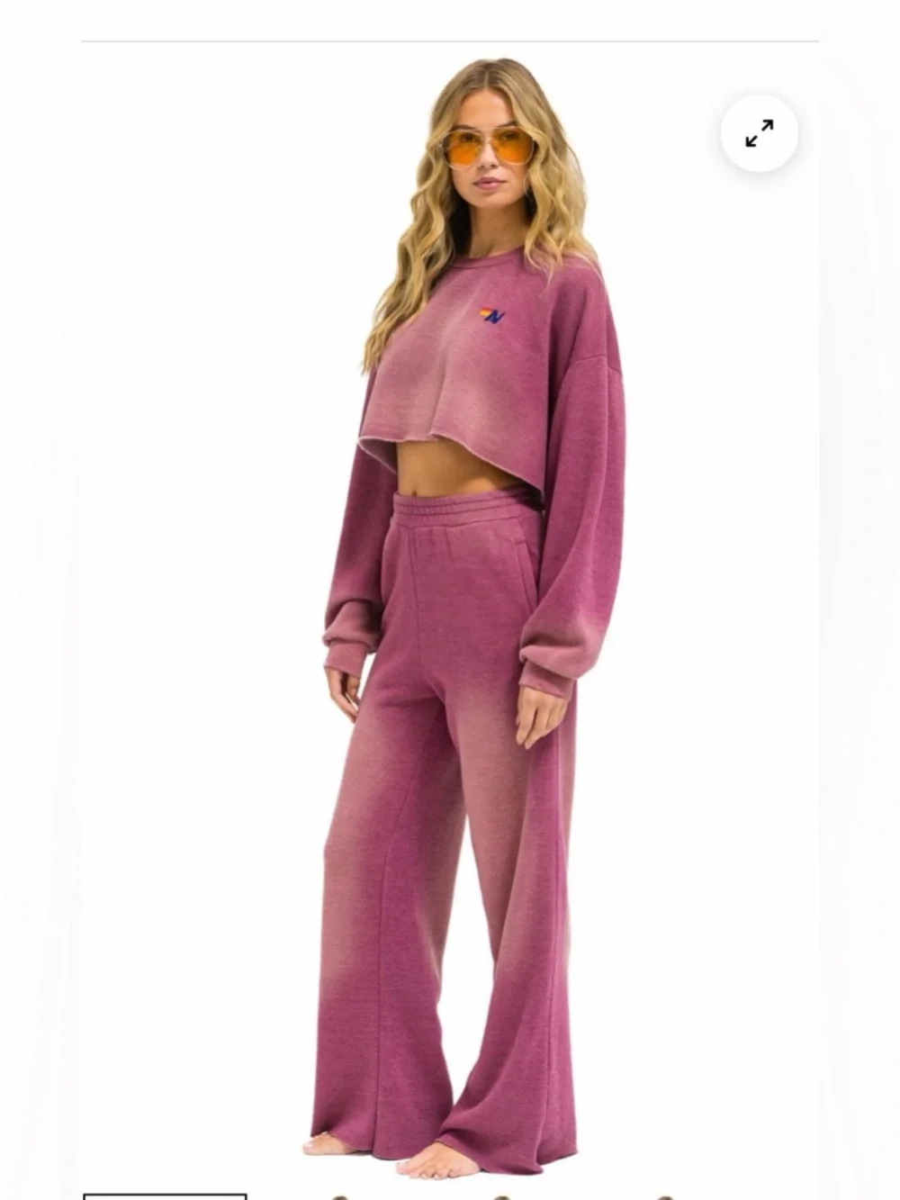 Aviator Nation Pink Wide Leg Sweatpants, size L, NWT - Picture 4 of 6